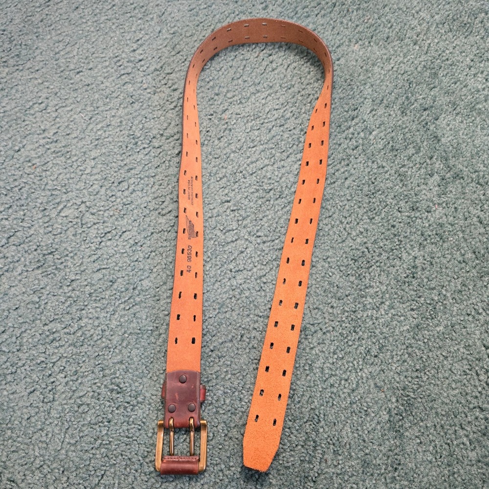 Red Wing Heritage 96530 Mens Brown Leather Double Prong Belt Made in USA Size 40 - Picture 5 of 6